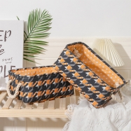 Thousand bird check fabric storage basket